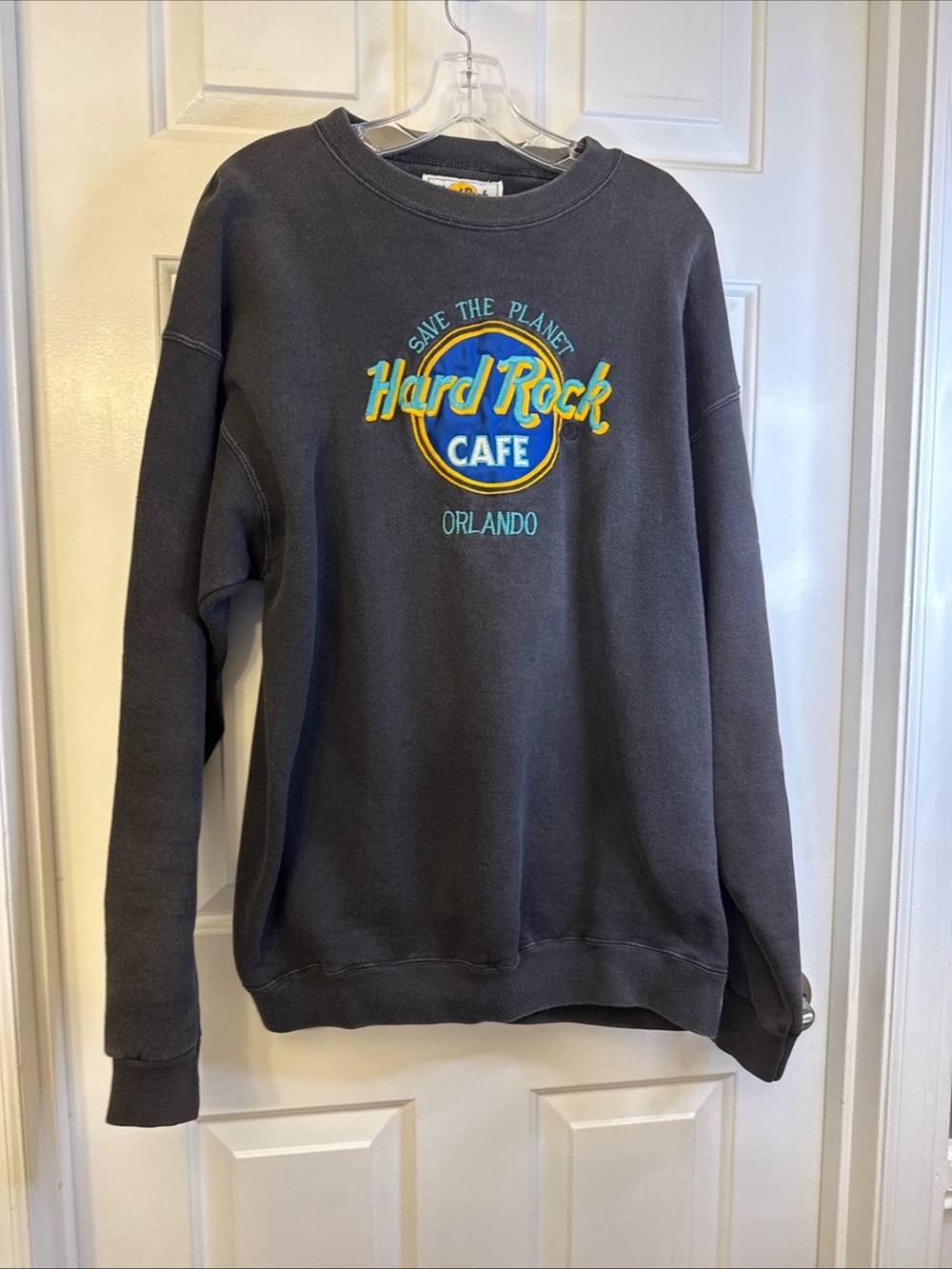 Vintage 90’s Hard Rock Cafe Save The Planet Orlando Men’s L Black Embroidered